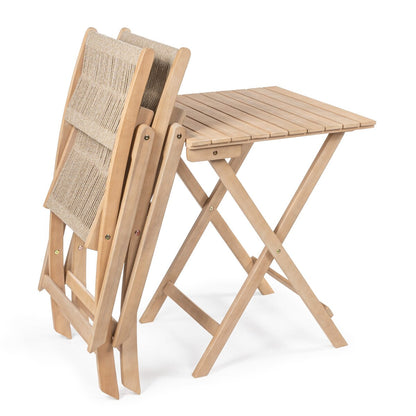 Ensemble bistrot d'extérieur pliant 3 pièces en bois d'acacia Cadiz Modern Coastal, par JONATHAN Y