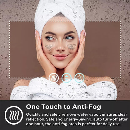 Miroir de salle de bain extra large avec éclairage LED, antibuée, 3 couleurs