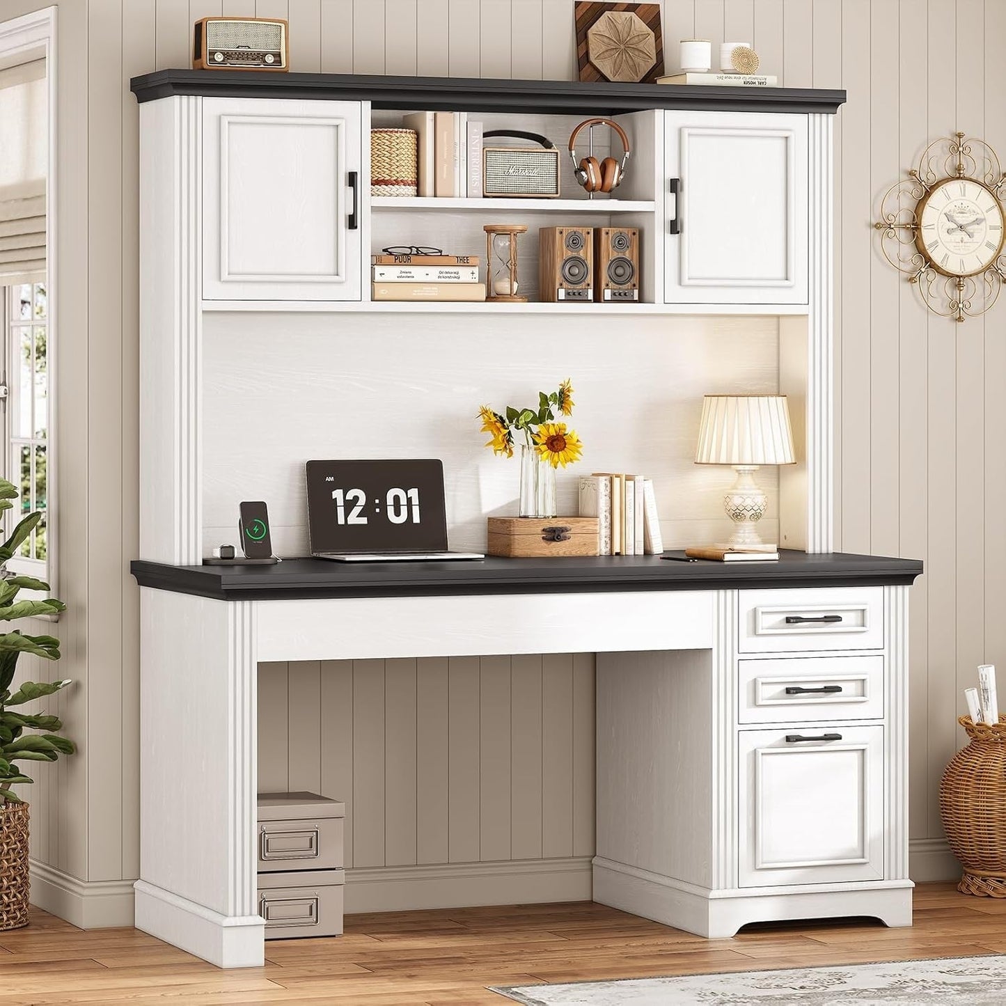 Bureau de direction de ferme Bureau à domicile Tiroir de classement Support d'écran Prise de courant