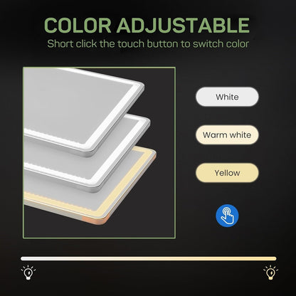 Miroir de sol avec éclairage LED, miroir pleine longueur 64 x 21 avec support, miroir suspendu, miroir mural, miroir intégral