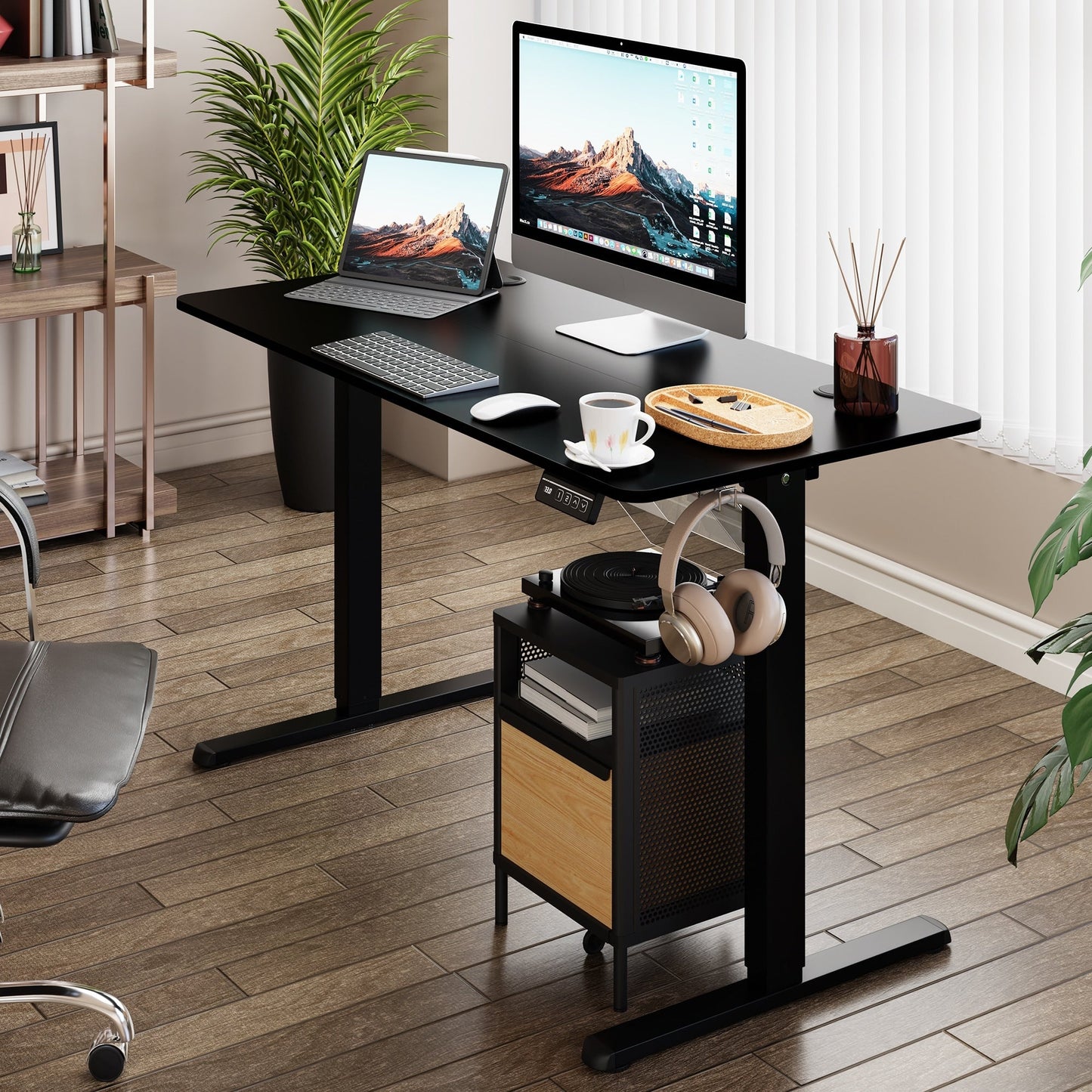 Bureau debout électrique réglable en hauteur Futzca, bureau assis-debout pour ordinateur avec panneau d'épissure