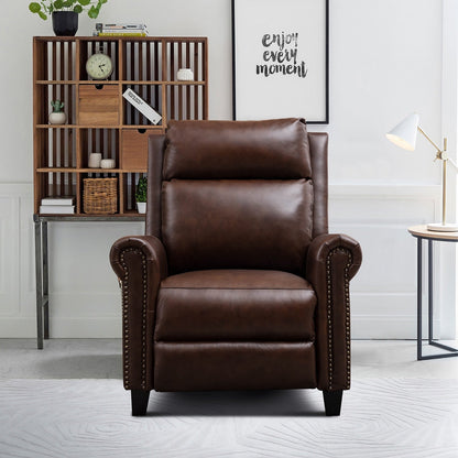 Fauteuil inclinable en cuir véritable avec accoudoirs et dossier confortables