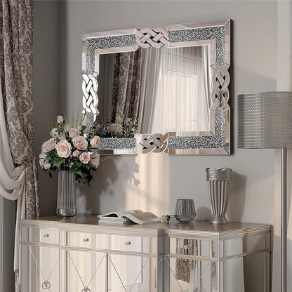 Miroir mural glamour avec accents de cristal et diamants