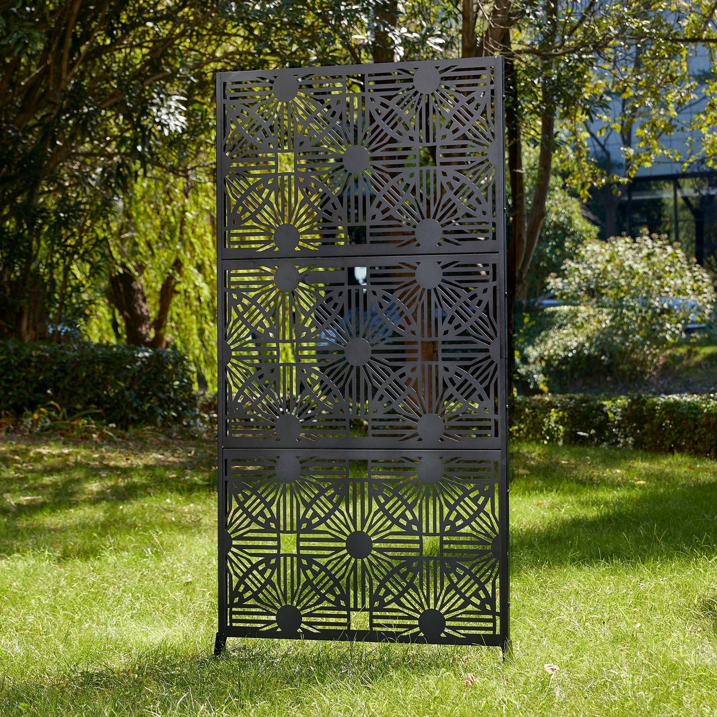 Paravent de confidentialité à 3 panneaux galvanisé à motifs floraux de 6 pieds de Glitzhome