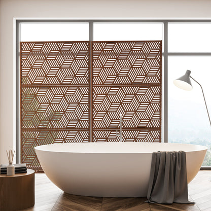 Paravent de confidentialité à 3 panneaux galvanisé à motifs floraux de 6 pieds de Glitzhome