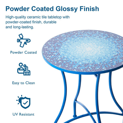 Ensemble de bistrot pliant d'extérieur en métal Glitzhome 3 pièces avec table et chaises