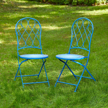 Ensemble de bistrot pliant d'extérieur en métal Glitzhome 3 pièces avec table et chaises