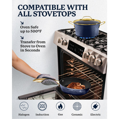 Batterie de cuisine antiadhésive martelée Granitestone Charleston 15 pièces