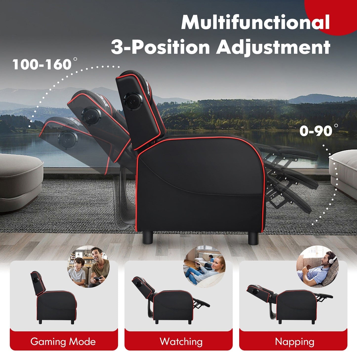 Fauteuil inclinable de massage et de jeu Gymax en cuir PU