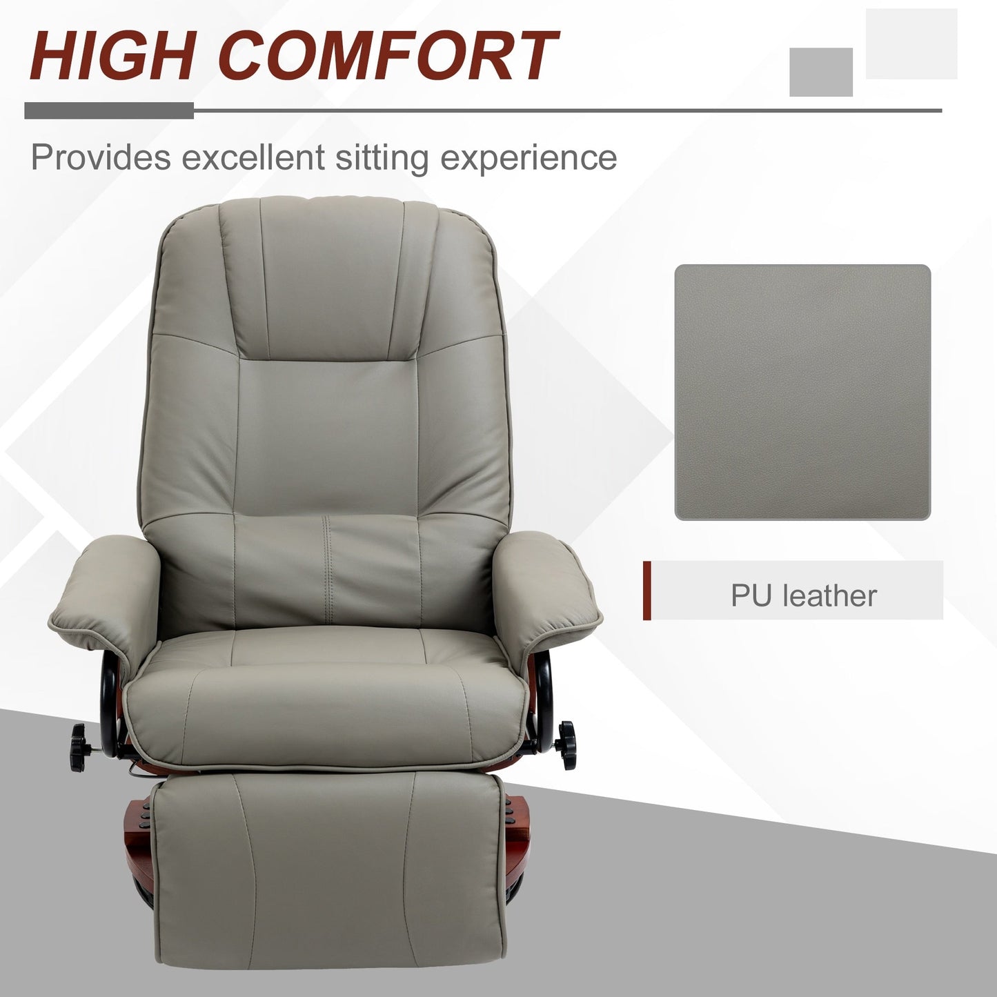 Fauteuil inclinable manuel pivotant et réglable en similicuir HomCom avec repose-pieds confortable et relaxant