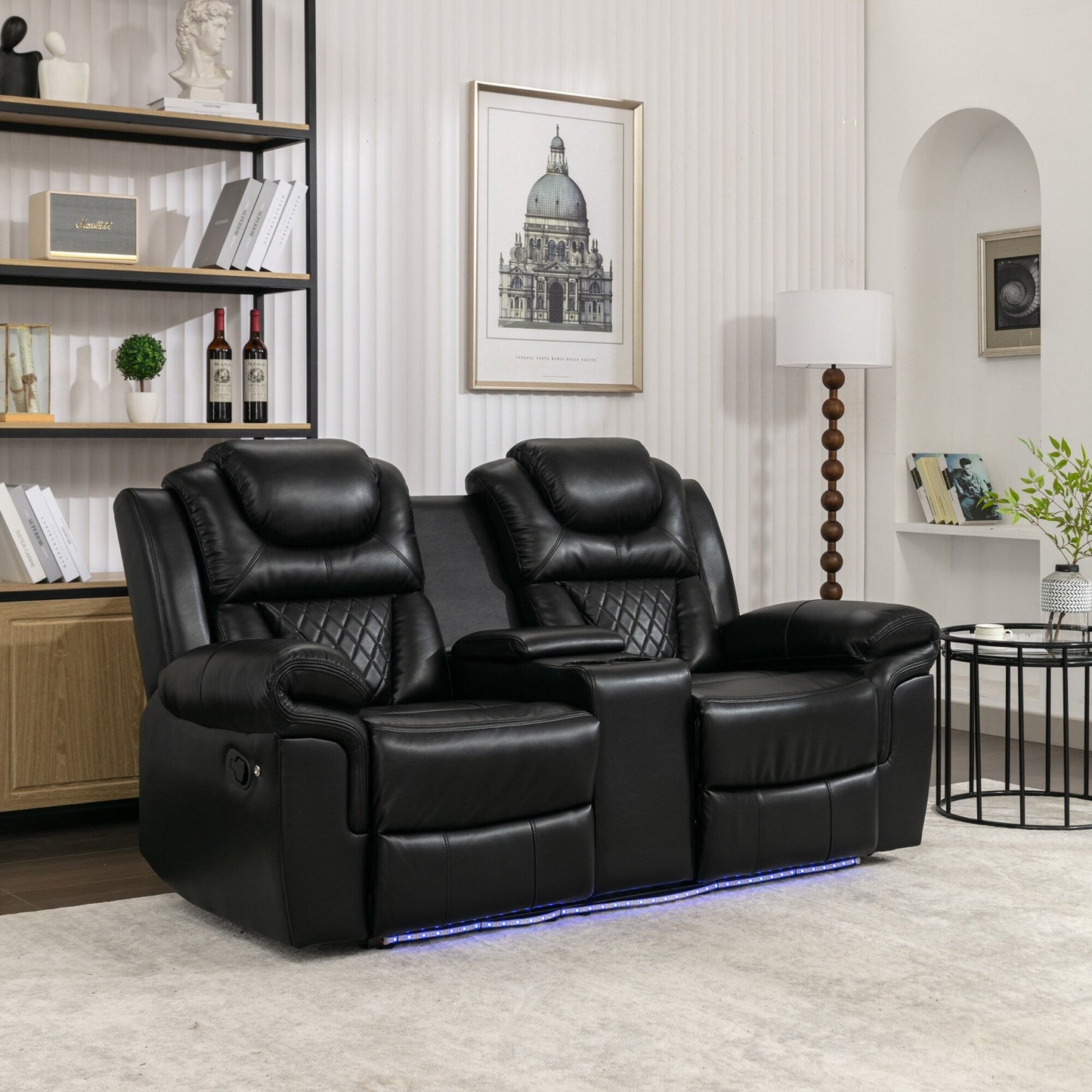 Fauteuil inclinable manuel pour cinéma maison avec rangement escamotable