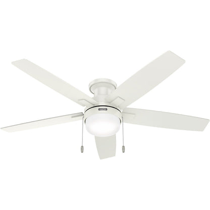 Ventilateur de plafond à profil bas Hunter 52 Anisten avec éclairage LED et chaînette - Moderne, contemporain, transitionnel