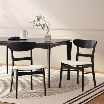 Chaise de salle à manger Abrielle en bois d'hévéa rembourrée de style milieu de siècle (lot de 2) par Christopher Knight Home