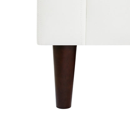 Canapé moderne en cuir véritable avec pieds en bois et coussin traversin supplémentaire