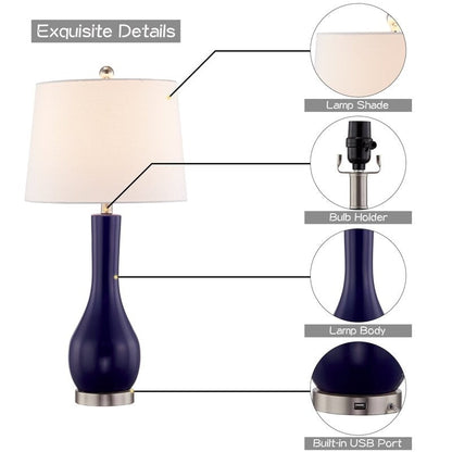 Ensemble de lampes de table en céramique 28,5 avec USB (lot de 2)