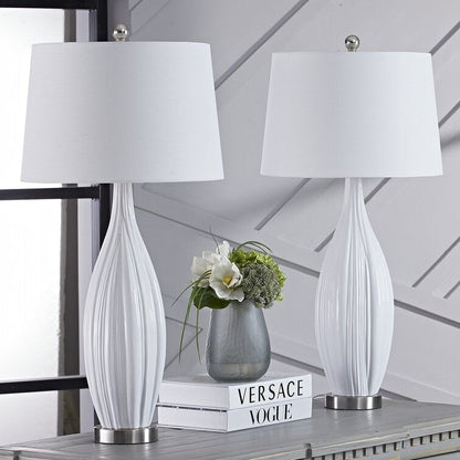 Lot de 2 lampes de table standard en porcelaine blanche (lot de 2)