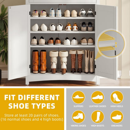 Meuble de rangement à chaussures Moasis à 5 niveaux pour 20 paires de chaussures avec portes doubles pour l'entrée