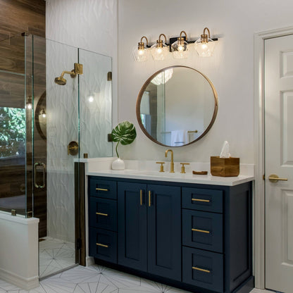 Appliques murales modernes à 3/4 lumières pour salle de bain, à intensité variable, avec abat-jour en verre