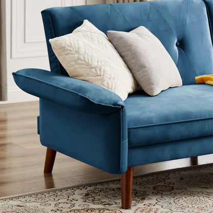 Canapé-lit futon moderne, canapé-lit convertible avec pieds fuselés en bois, 78,35 l, petit canapé à dossier divisé pour salon