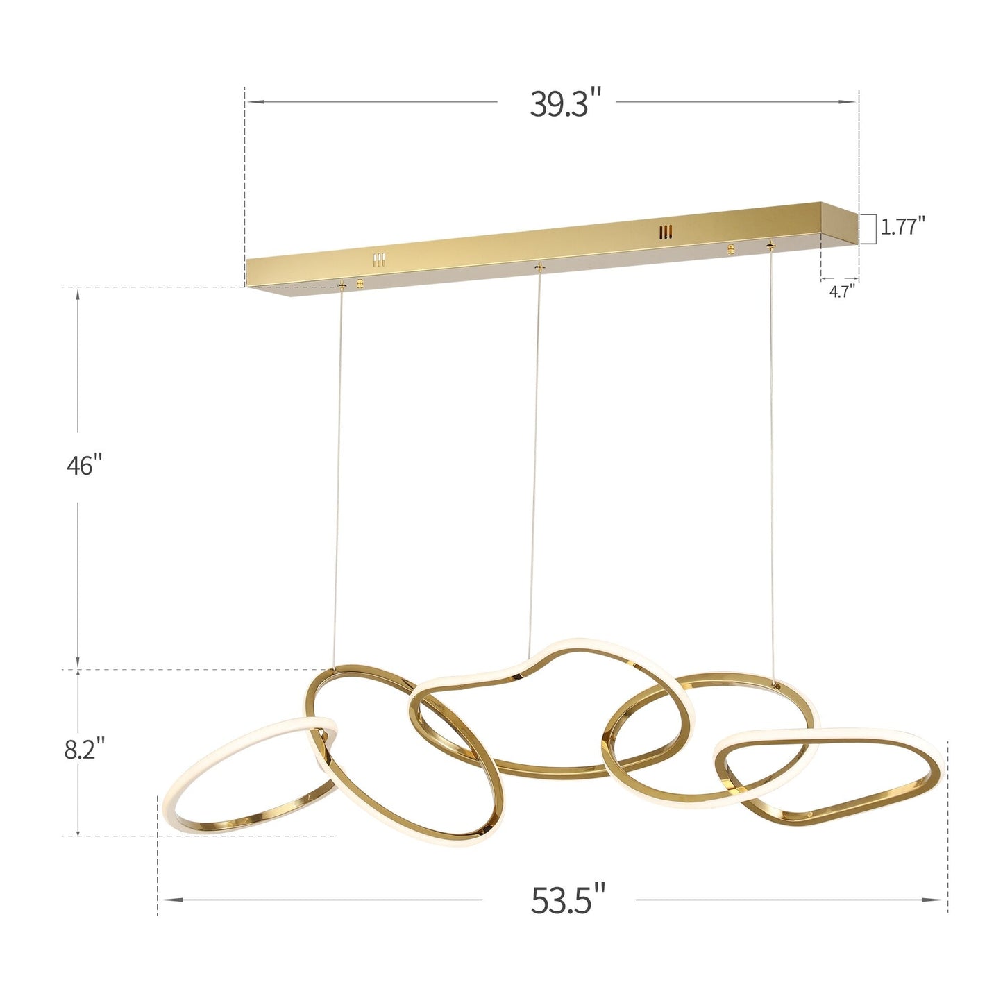 Lustre LED de luxe en acier inoxydable imbriqué de style nordique pour salle à manger