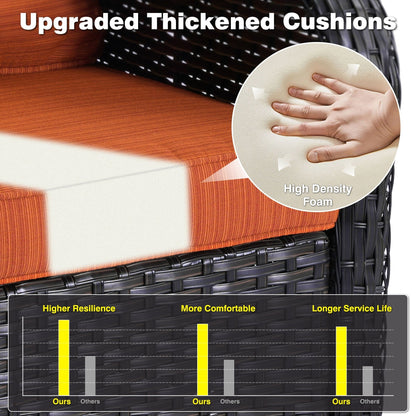 Ensemble de conversation 5 pièces en osier pour patio à dossier haut OVIOS