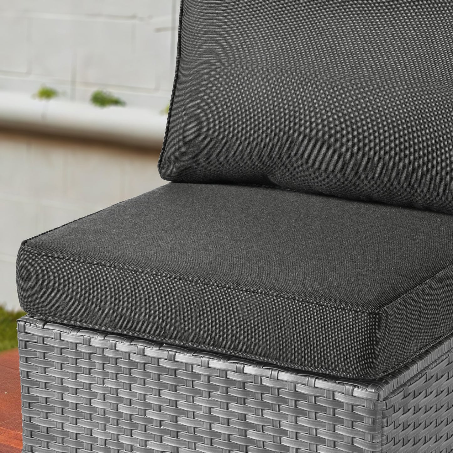 Ensemble de salon sectionnel OVIOS en osier à siège profond, 11 pièces, chaises pivotantes, foyer