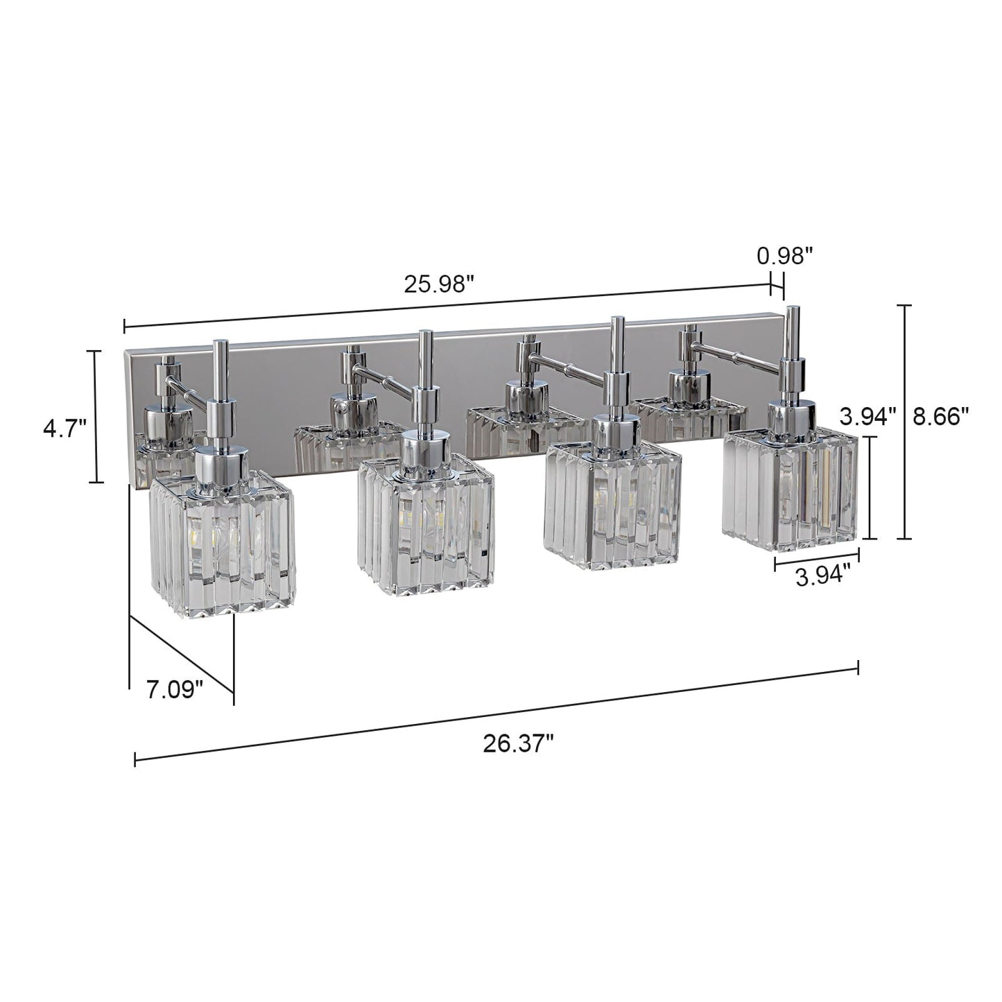 Luminaires de salle de bain en cristal à intensité variable Ora Modern sur miroir Glam Vanity Lights