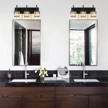 Luminaires de salle de bain en cristal à intensité variable Ora Modern sur miroir Glam Vanity Lights