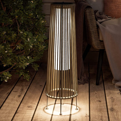 Lot de 2 lampes solaires d'extérieur en osier, résistantes aux intempéries, idéales pour terrasse, porche, cour ou jardin.