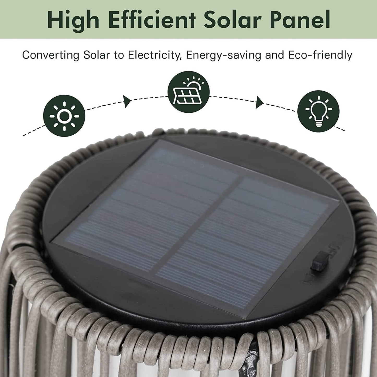 Lot de 2 lampes solaires d'extérieur en osier, résistantes aux intempéries, idéales pour terrasse, porche, cour ou jardin.