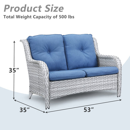 Ensemble de canapés d'extérieur en osier Gymojoy avec causeuse et canapé en rotin