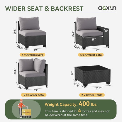 Ensembles de meubles de patio extérieurs avec coussins épais de 4 pouces