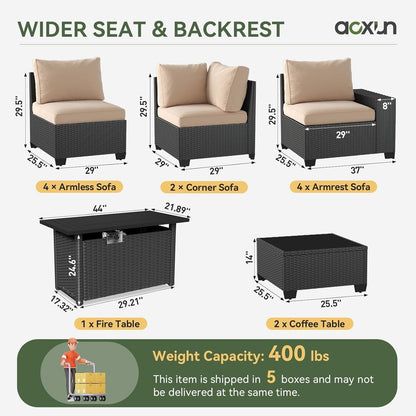 Ensembles de meubles de patio extérieurs avec coussins épais de 4 pouces