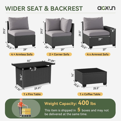 Ensembles de meubles de patio extérieurs avec coussins épais de 4 pouces