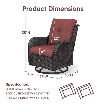 Chaises à bascule d'extérieur en osier Gymojoy avec base pivotante (lot de 2)