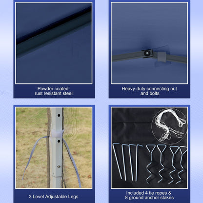 Auvent pop-up robuste Outsunny 10' x 10' avec filet latéral amovible en maille, conception facile à installer, événement de fête en plein air