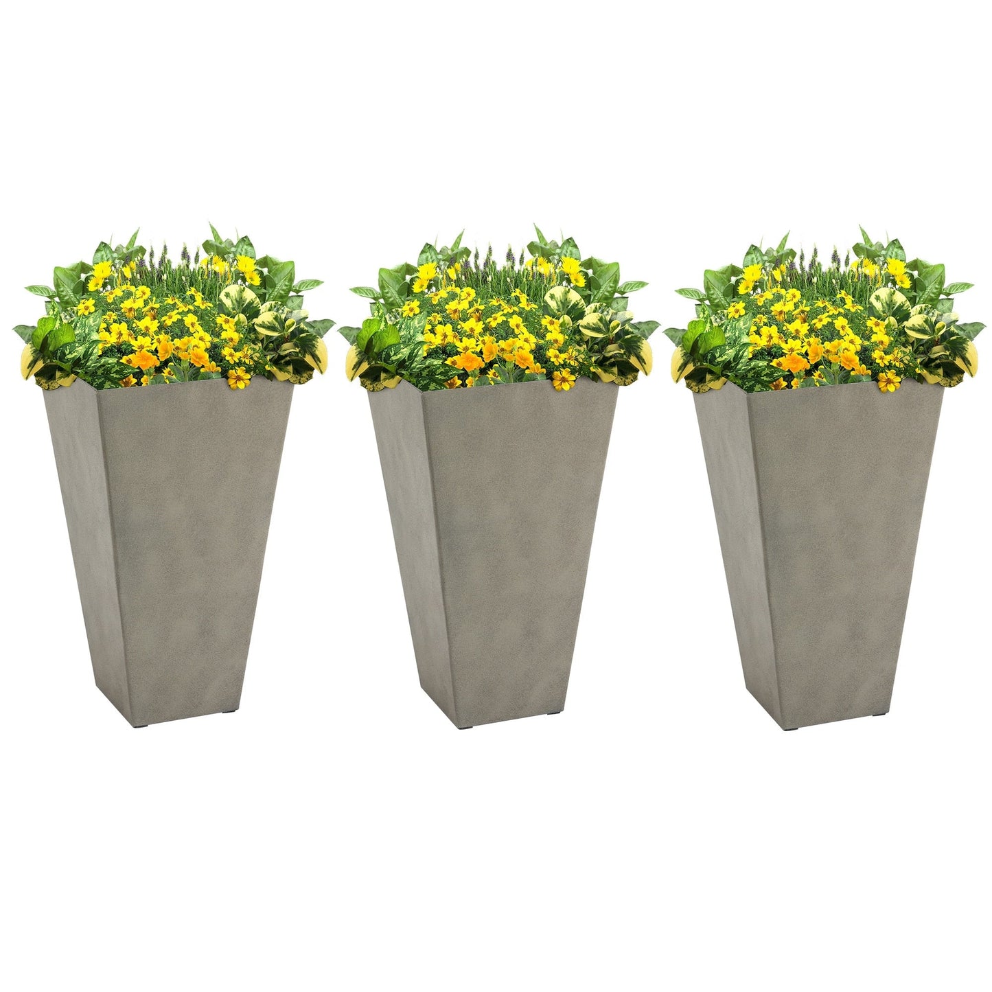 Lot de 3 grands pots de fleurs en plastique Outsunny 28 cm, pour l'intérieur et l'extérieur, pour l'entrée, la terrasse et la cour.