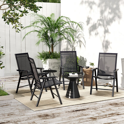 Ensemble de 4 chaises de patio pliantes Outsunny au design simple et chic, confortables pour la terrasse, le jardin, la cour et les voyages