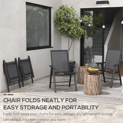 Ensemble de 4 chaises de patio pliantes Outsunny au design simple et chic, confortables pour la terrasse, le jardin, la cour et les voyages