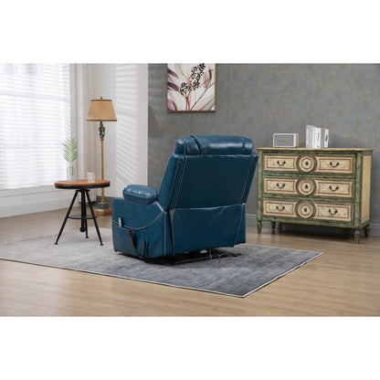 Fauteuil inclinable électrique surdimensionné en cuir PU avec massage, chauffage lombaire, porte-gobelet, inclinaison à plat à 180°