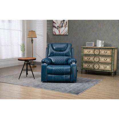 Fauteuil inclinable électrique surdimensionné en cuir PU avec massage, chauffage lombaire, porte-gobelet, inclinaison à plat à 180°