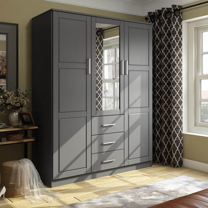 Armoire penderie 3 portes Cosmo 100 % bois massif de Palace Imports avec portes en bois massif ou en miroir