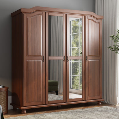 Armoire penderie 4 portes Kyle 100 % bois massif de Palace Imports avec portes en bois massif ou en miroir