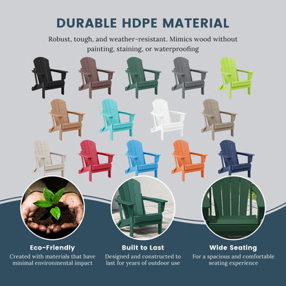 Chaise pliante Adirondack Polytrends Laguna résistante à la décoloration et aux intempéries pour patio extérieur