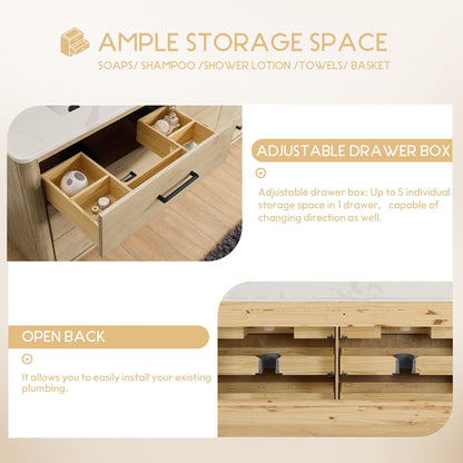 Meuble-lavabo Porto avec dessus en quartz blanc sans miroir