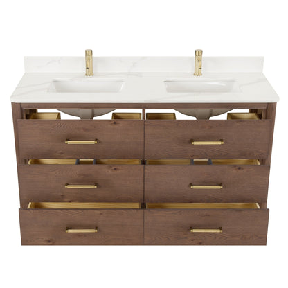 Meuble-lavabo Porto avec dessus en quartz blanc sans miroir