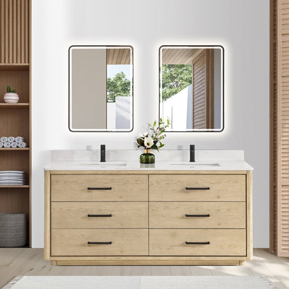 Meuble-lavabo Porto avec dessus en quartz blanc sans miroir