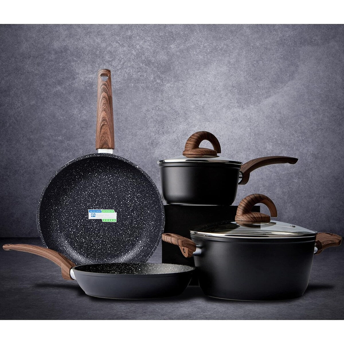Ensemble de casseroles et poêles antiadhésives, batterie de cuisine en céramique avec motifs, ustensiles de cuisine à induction avec poêles, cocotte avec couvercles