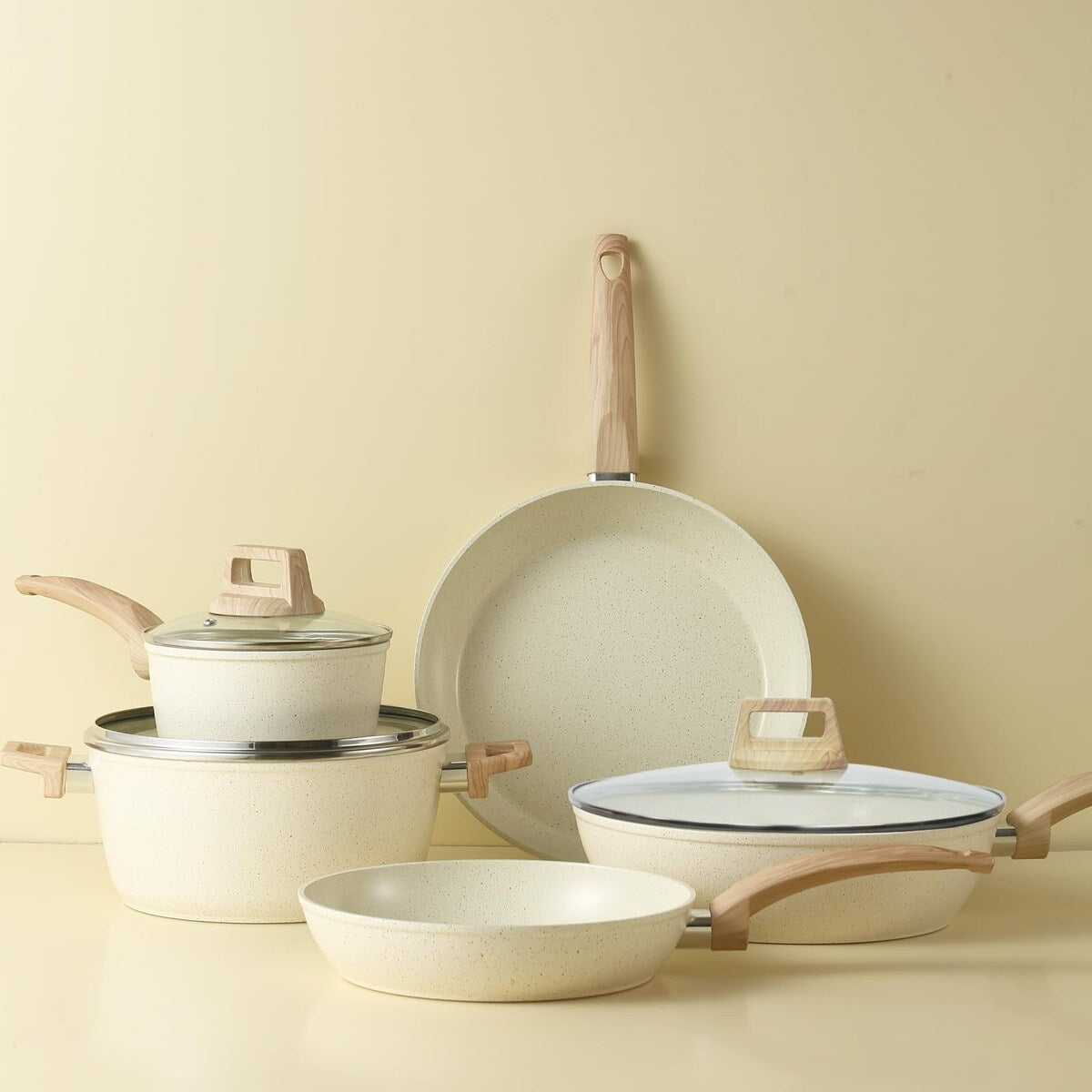 Ensemble de casseroles et poêles antiadhésives en céramique Ensemble de cuisine antiadhésive avec poêle à frire, casserole, sauteuse, cocotte