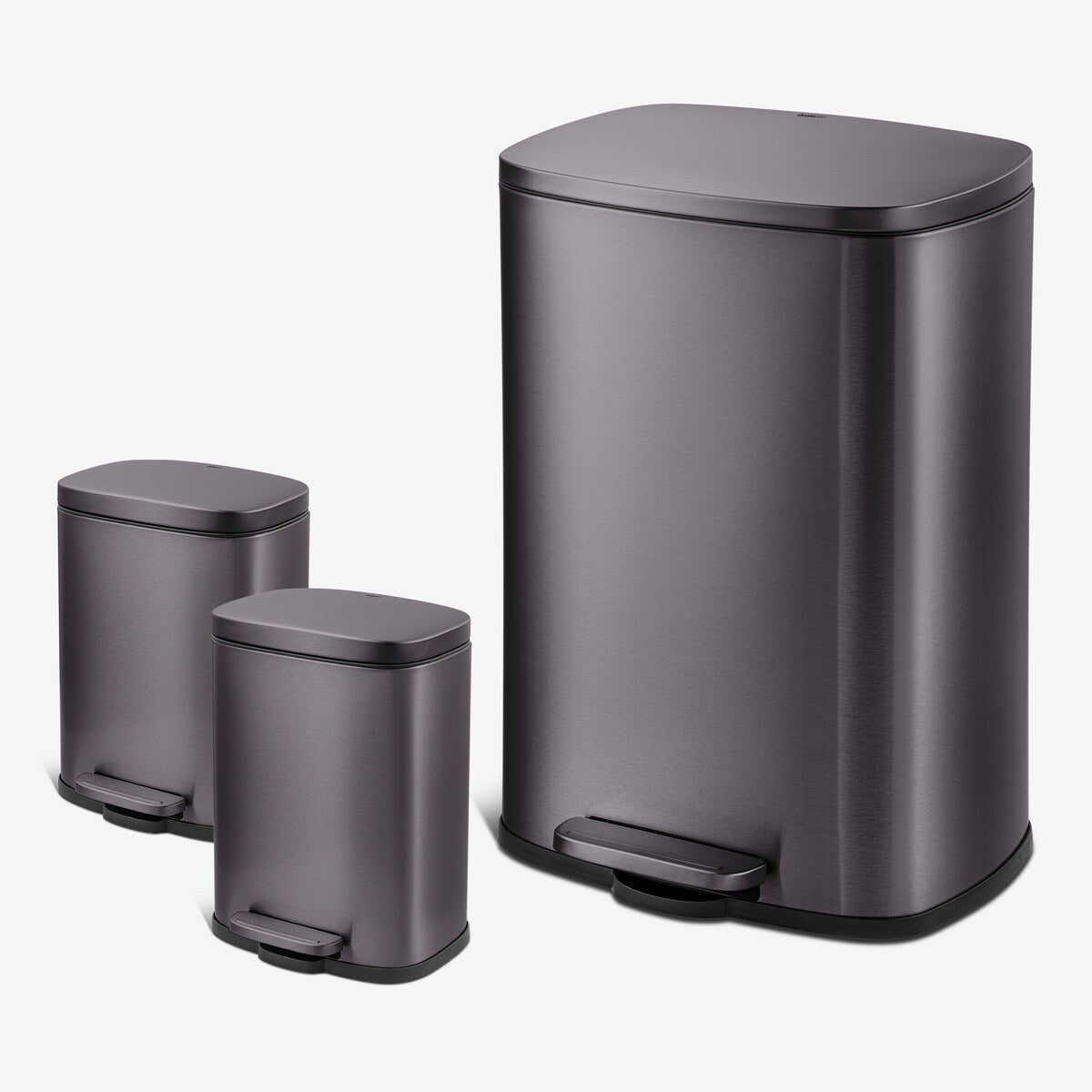 Poubelles Qualiazero 13,2 GAL plus deux poubelles rectangulaires à pédale 1,3 GAL - Combo familial